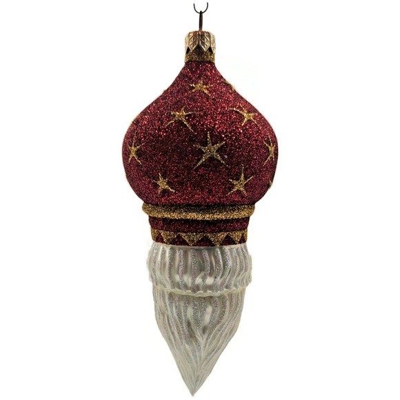 Patricia Breen Nuit Noel Red Large Stars Santa Head Gold Christmas Ornament - Picture 8 of 10